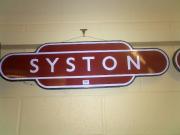 'Syston' railway sign